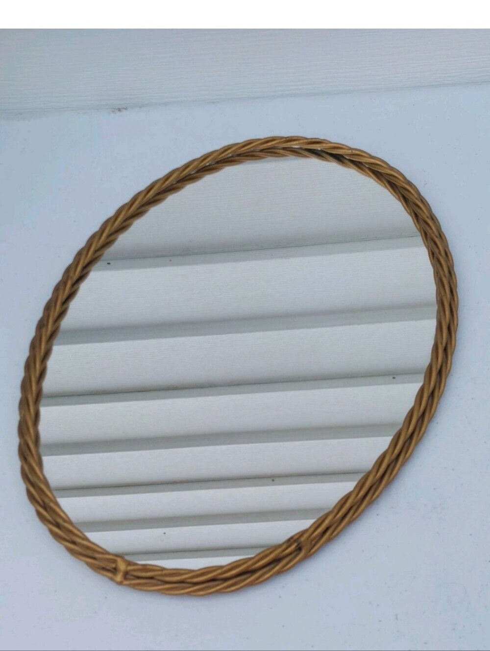 Woven Gold-Tone Oval Wall Mirror